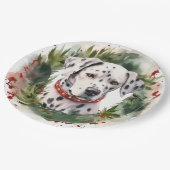 Assiettes En Carton Coupe festive de la couronne de Noël dalmate (Angle)