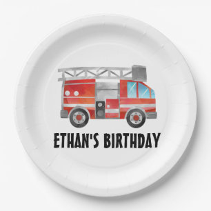Assiettes En Carton Coupe Red Firetruck fête d'anniversaire