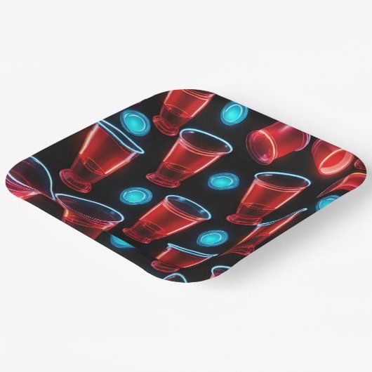 Assiettes En Carton Coupes rouges Carré Beer Bash (Angulaire)