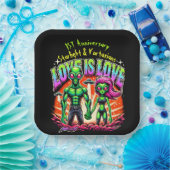 Assiettes En Carton Couple Alien dans l'amour cosmique (Fête)