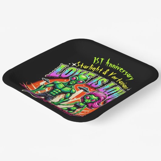 Assiettes En Carton Couple Alien dans l'amour cosmique (Angulaire)