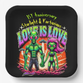 Assiettes En Carton Couple Alien dans l'amour cosmique (Recto)