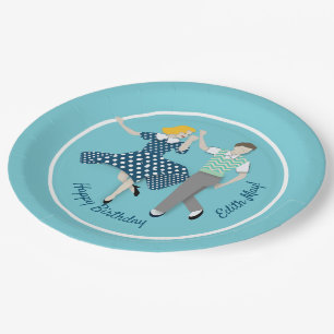 Assiettes En Carton Couple de danse de Swing