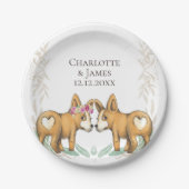 Assiettes En Carton Couple Mariage Corgi Cute Corgi Personnalisé (Devant)