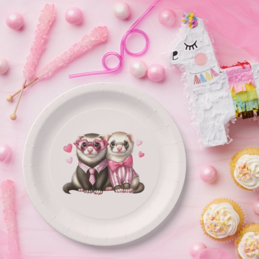 Assiettes En Carton Couple mignon en amour (Fête)