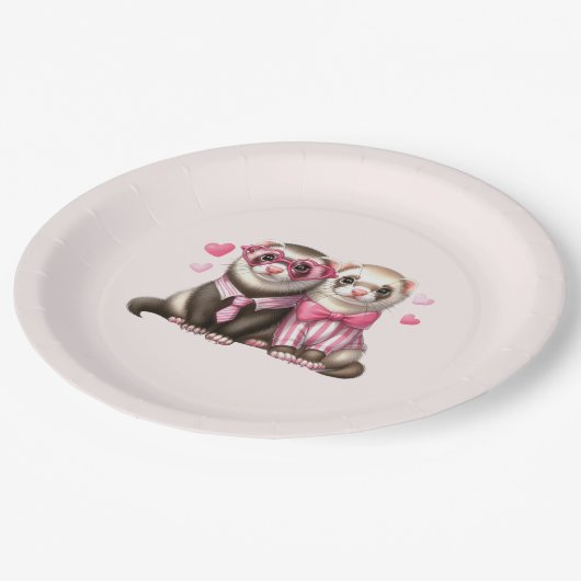 Assiettes En Carton Couple mignon en amour (Angle)