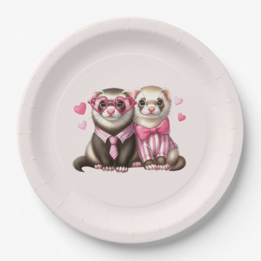 Assiettes En Carton Couple mignon en amour (Devant)