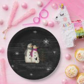 Assiettes En Carton Couple Primitif De Neige Avec Plaques Papier De Ch (Fête)