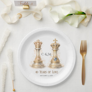 Assiettes En Carton Couple Royal 40e Anniversaire de Mariage