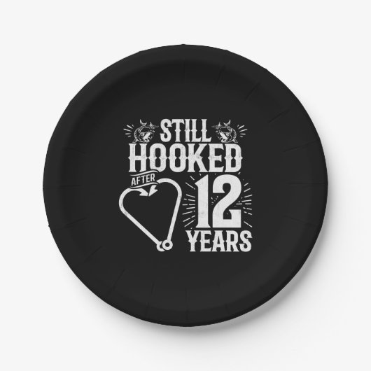 Assiettes En Carton Couples mariés 12 ans (Devant)