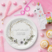 Assiettes En Carton Couples Shower Rustic BOHO Wreath Anemone Wreath (Fête)