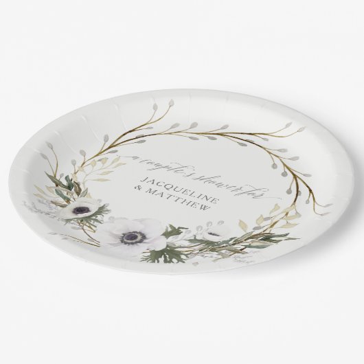 Assiettes En Carton Couples Shower Rustic BOHO Wreath Anemone Wreath (Angle)