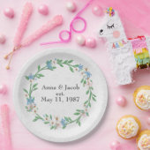 Assiettes En Carton Courbe à fleurs d'anniversaire (Fête)
