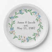 Assiettes En Carton Courbe à fleurs d'anniversaire (Devant)