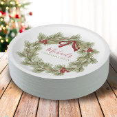 Assiettes En Carton Courbe botanique de Noël Rouge Holly Berries Leaf