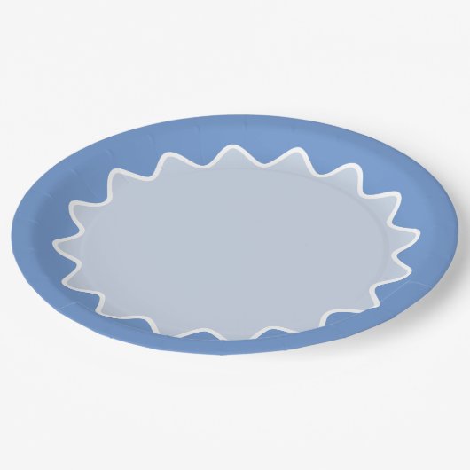 Assiettes En Carton Courbe de courbe rétro bleu (Angle)