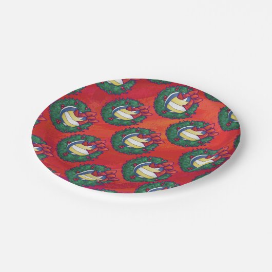 Assiettes En Carton Courbe de Noël de volley-ball (Angle)