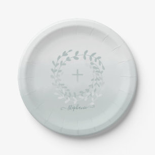 Assiettes En Carton Courbe et croix de l'âge de la communion