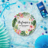 Assiettes En Carton Courbe florale tropicale fête d'été (Fête)