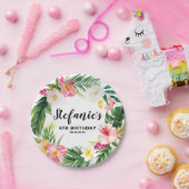 Assiettes En Carton Courbe florale tropicale fête d'été (Fête)