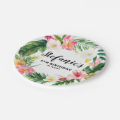 Assiettes En Carton Courbe florale tropicale fête d'été (Angle)