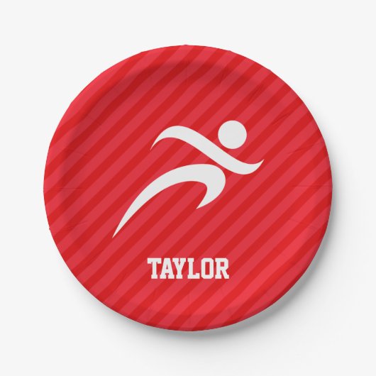 Assiettes En Carton Coureur; Rayures rouges écartées (Devant)