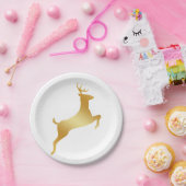 Assiettes En Carton Courir Reindeer or silhouette (Fête)