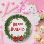 Assiettes En Carton Couronne À feuillage persistant de Noël avec cabot (Fête)