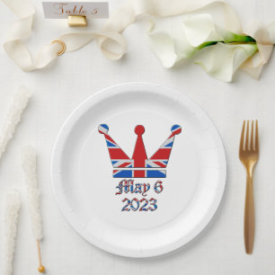 Assiettes En Carton Couronne avec Union Jack King Charles Coronation