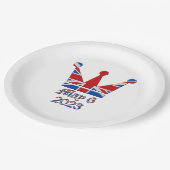 Assiettes En Carton Couronne avec Union Jack King Charles Coronation (Angle)