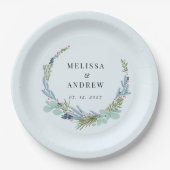 Assiettes En Carton Couronne Boho sur le Mariage bleu clair (Devant)
