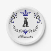 Assiettes En Carton Couronne couronne Un Mariage Monogramme (Devant)