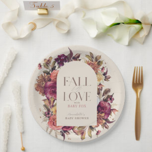Assiettes En Carton Couronne d'automne Tombez amoureux Baby Shower Ros
