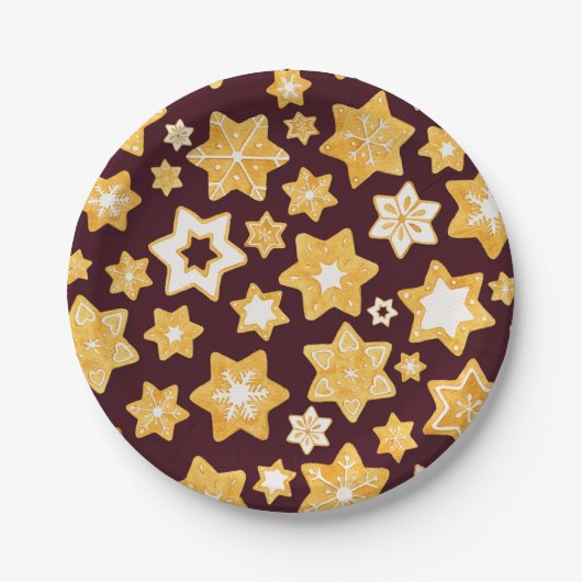 Assiettes En Carton Couronne de biscuits de Noël avec Arrière - plan d (Devant)