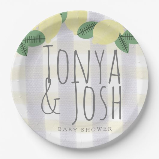 Assiettes En Carton Couronne de citron moderne jaune gris (Devant)