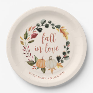 Assiettes En Carton Couronne de citrouille Tombez amoureux Baby Shower