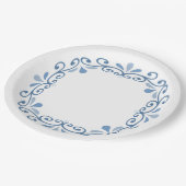 Assiettes En Carton Couronne de défilement en dentelle bleue (Angle)