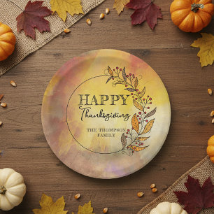 Assiettes En Carton Couronne de famille automnale orange rustique pour