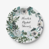 Assiettes En Carton Couronne de fleurs botaniques florales blanches (Devant)