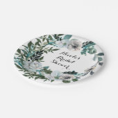 Assiettes En Carton Couronne de fleurs botaniques florales blanches (Angle)