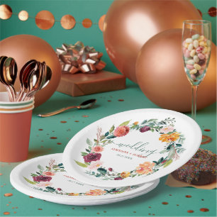 Assiettes En Carton Couronne de fleurs de jardin anglais personnalisée
