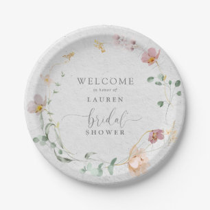 Assiettes En Carton Couronne de fleurs de jardin rose fardée pour la d