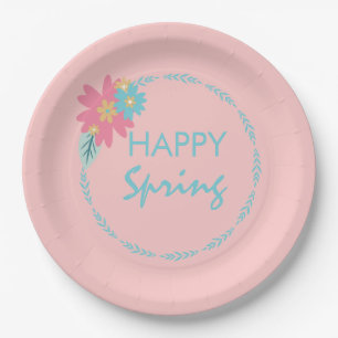 Assiettes En Carton Couronne de fleurs pour fête printanière Fleurs d'