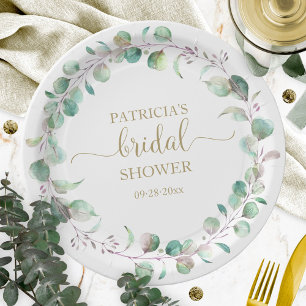 Assiettes En Carton Couronne de mariée en eucalyptus verdoyant