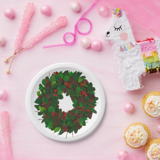 Assiettes En Carton Couronne de Noël (Fête)