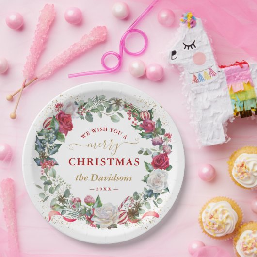 Assiettes En Carton Couronne de Noël Charm Nous Vous Souhaitons Un Joy (Fête)