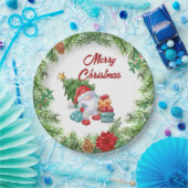 Assiettes En Carton Couronne de Noël et Gnome (Fête)
