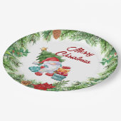 Assiettes En Carton Couronne de Noël et Gnome (Angle)