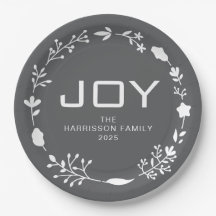 Couronne de Noël florale Joy avec nom de famille p