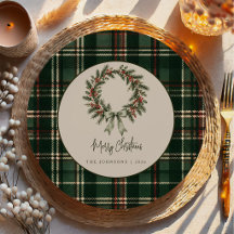 Couronne de Noël tartan vert